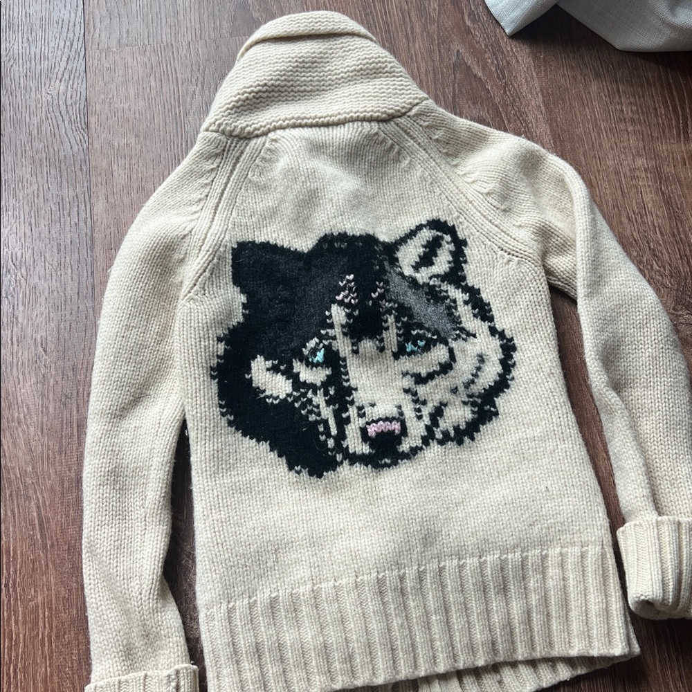 TNA Off-White Knit Zip-Up Cardigan wolf XS